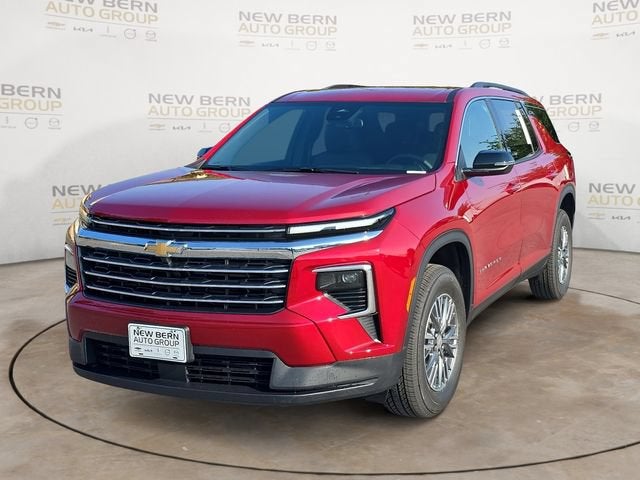 2026 Chevrolet Traverse LT in Radiant Red Tintcoat — front three-quarter view