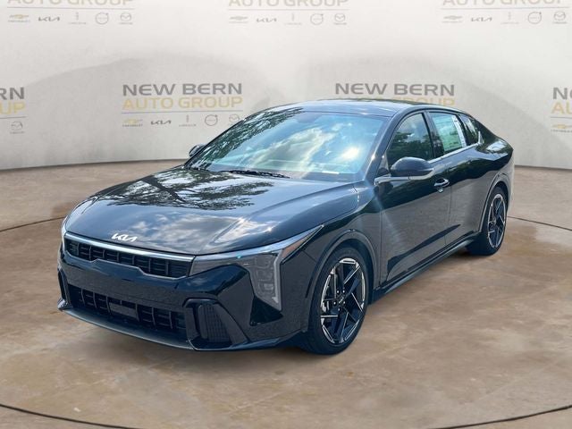 2026 Kia K4 GT-Line in Aurora Black Pearl — front three-quarter view