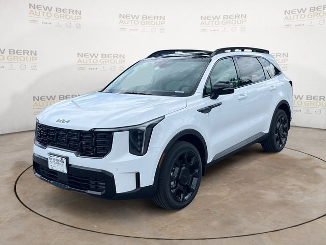 2026 Kia Sorento X-Line EX in Glacial White Pearl — front three-quarter view