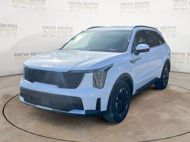 2026 Kia Sorento S in Glacial White Pearl — front three-quarter view