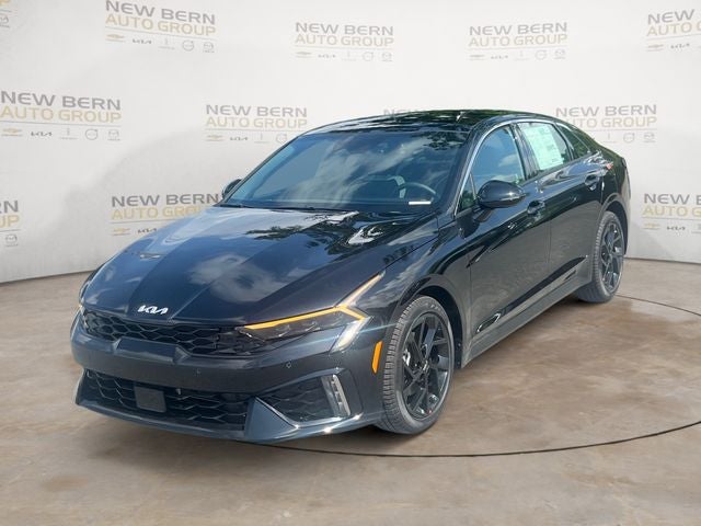 2026 Kia K5 GT-Line in Aurora Black Pearl — front three-quarter view