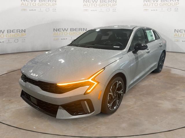 2026 Kia K5 GT-Line in Wolf Gray — front three-quarter view