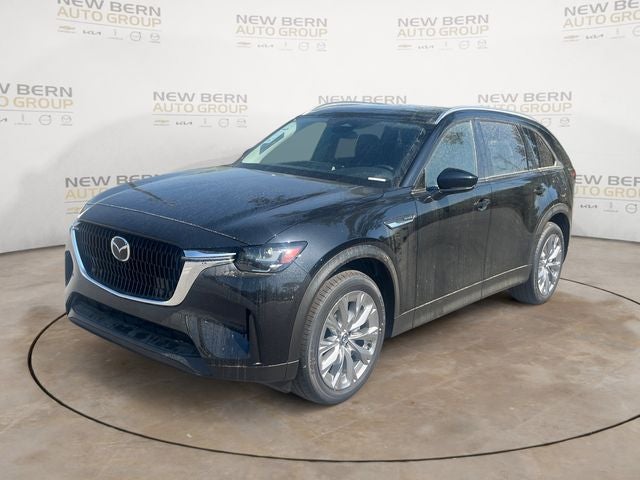 2026 Mazda Mazda CX-90 3.3 Turbo Preferred AWD in Jet Black Mica — front three-quarter view