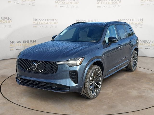 2026 Volvo XC90 B6 Ultra in Denim Blue Metallic — front three-quarter view