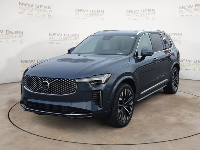 2026 Volvo XC90 B6 Plus 7-Seater in Denim Blue Metallic — front three-quarter view