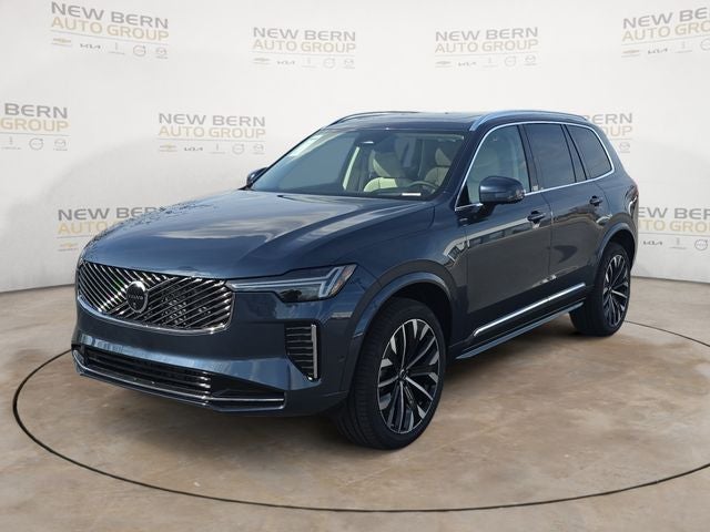 2026 Volvo XC90 B6 Ultra in Denim Blue Metallic — front three-quarter view