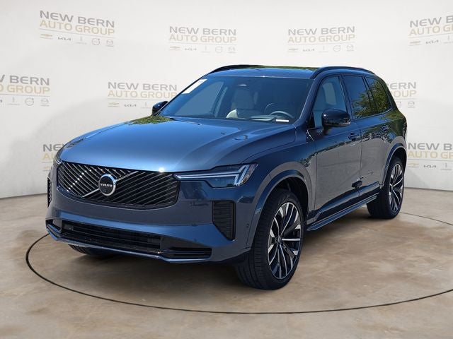 2026 Volvo XC90 B6 Ultra in Denim Blue Metallic — front three-quarter view